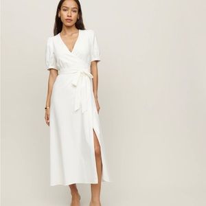 Reformation White Kaelie Wrap Dress NWT